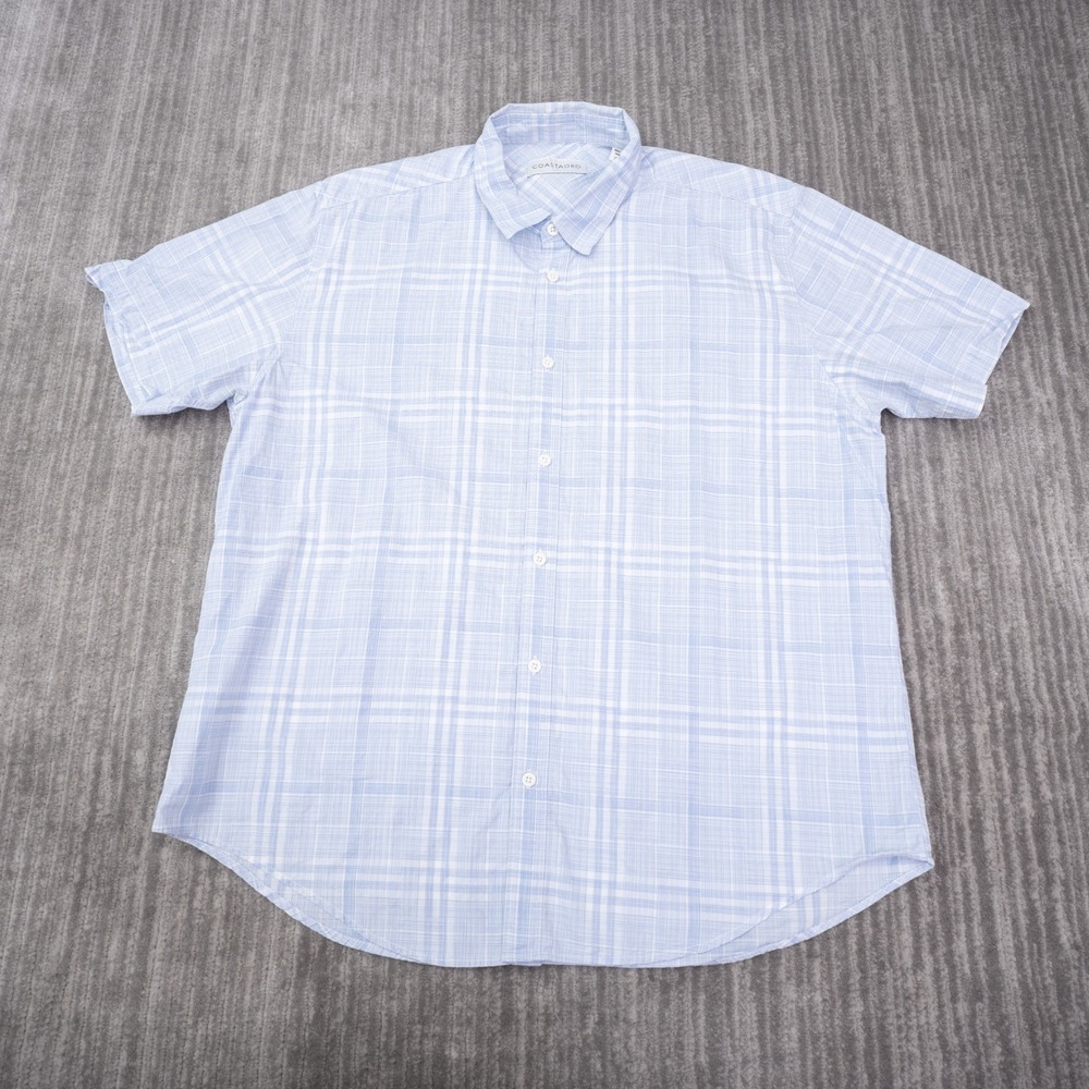 Coastaoro Button Down Shirt Mens XL Blue Plaid Excellent Short Sleeve J812
